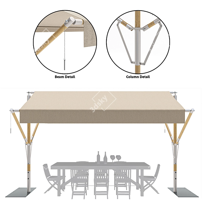 Outdoor Sunshade Cabana Non-Table 3D model image 7