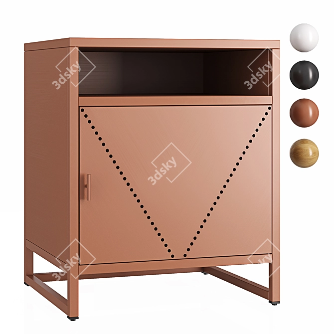 Modern Bedside Set Trio 3D model image 1