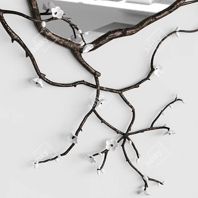 Cherry Blossom Branch Mirror 3D model image 2