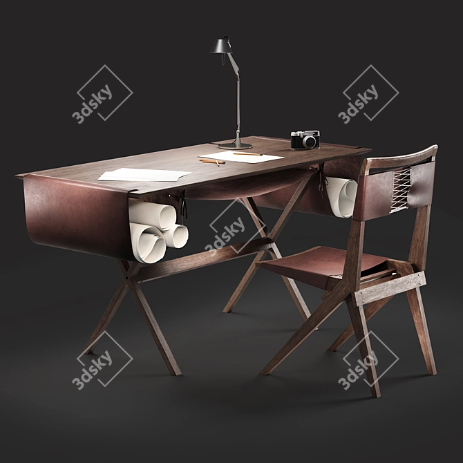 Modern Minimalist Oscar Giorgio Desk 3D model image 8