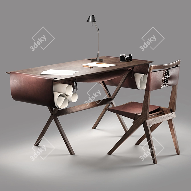 Modern Minimalist Oscar Giorgio Desk 3D model image 10