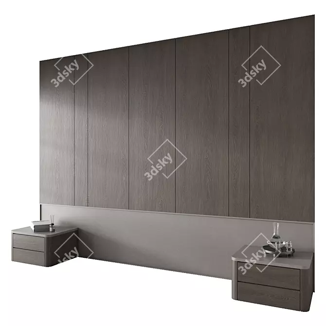 Decorative Headboard Wall Panel with Accessories 3D model image 8