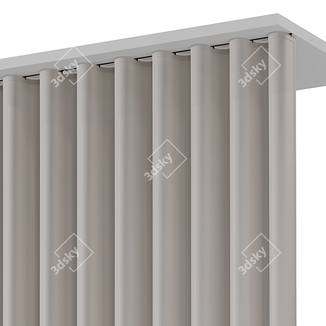 Fabric Bath Curtain with Ceiling Mount 3D model image 2