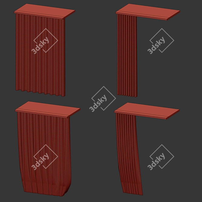 Fabric Bath Curtain with Ceiling Mount 3D model image 4