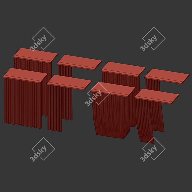 Fabric Bath Curtain with Ceiling Mount 3D model image 5