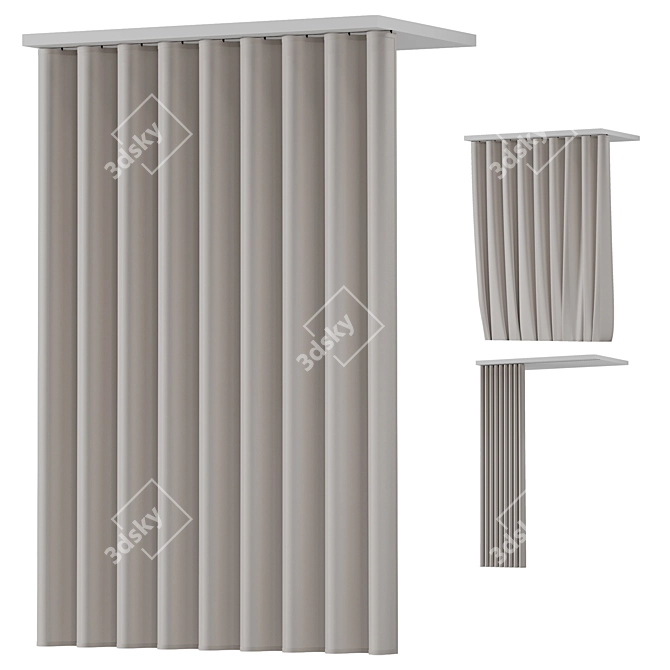 Fabric Bath Curtain with Ceiling Mount 3D model image 6