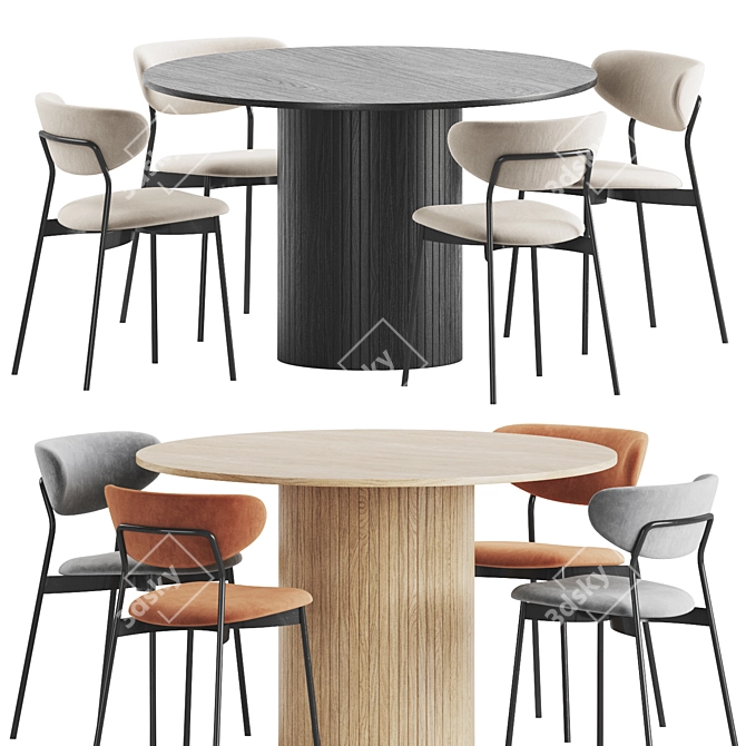 Modern Round Dining Set 3D model image 1