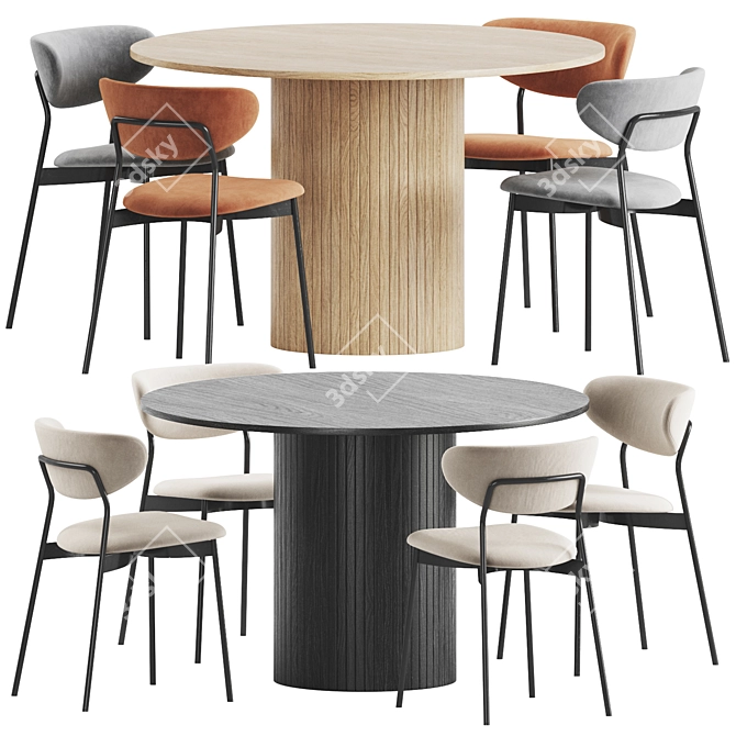 Modern Round Dining Set 3D model image 3