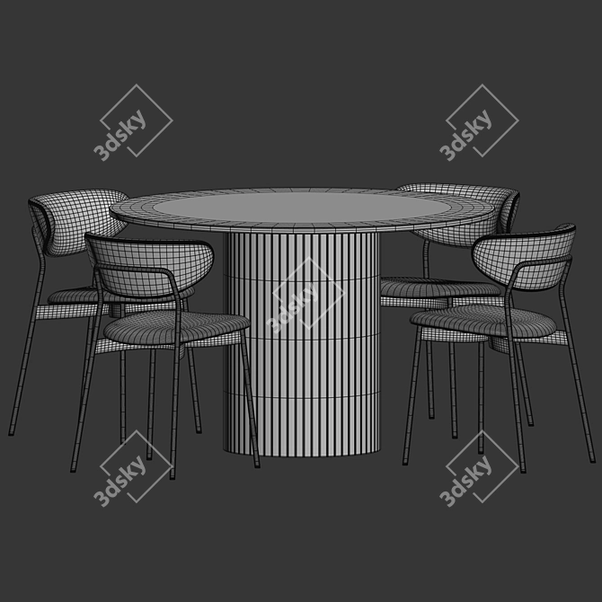 Modern Round Dining Set 3D model image 4