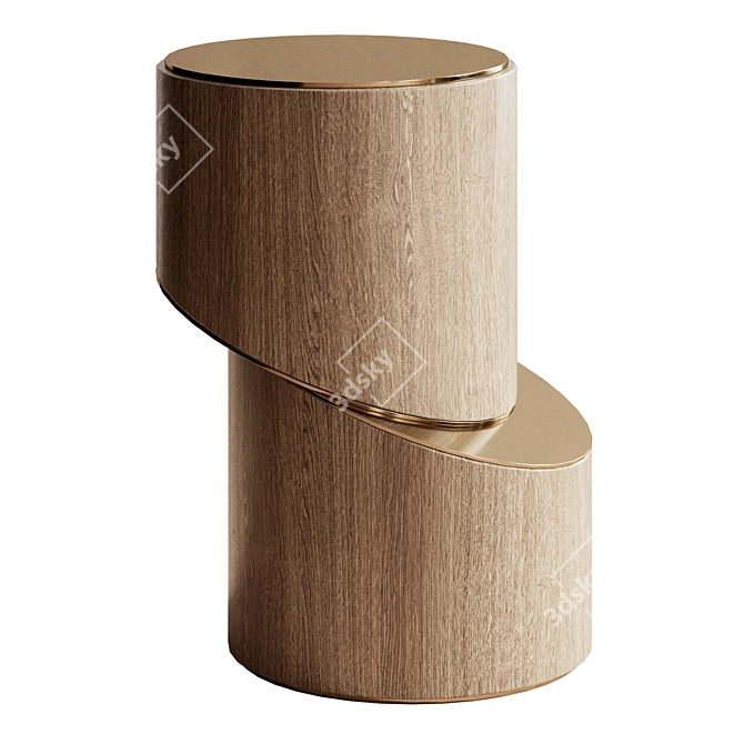 Modern Wood Metal Side Table 3D model image 1