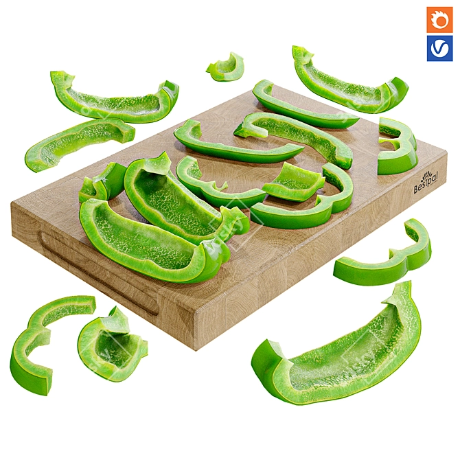 Pepper Cut Set, Kitchen Accessory 3D model image 1