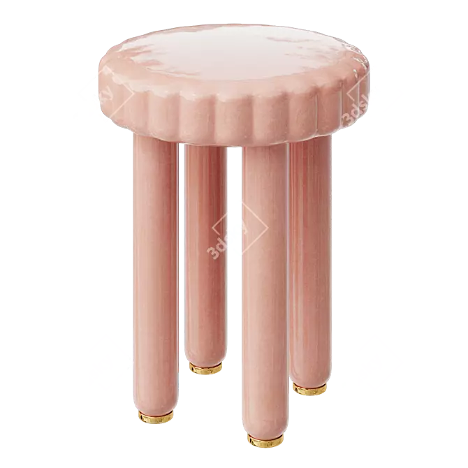 Artisanal Ceramic Stool Design 3D model image 2