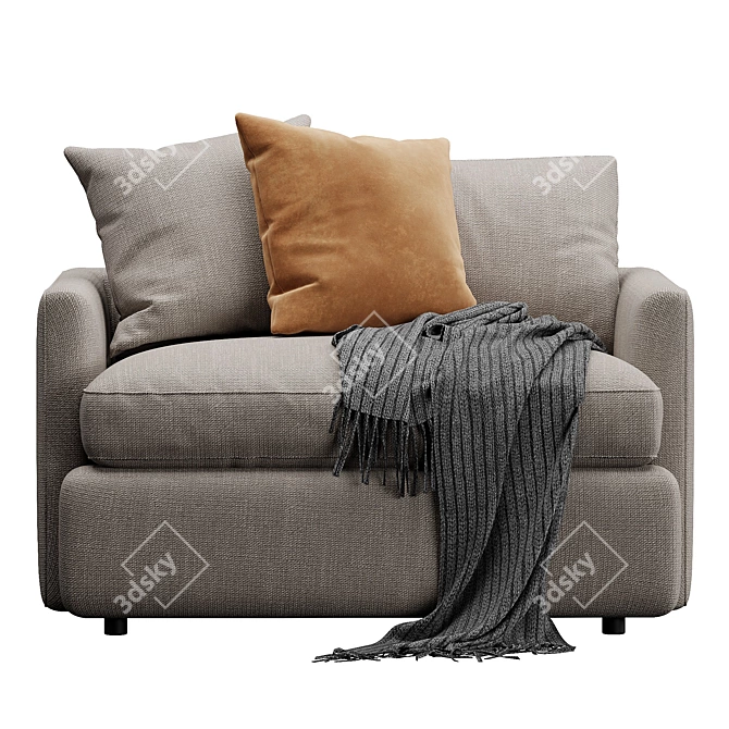 Stylish Lounge Armchair in Velvet/Leather 3D model image 6