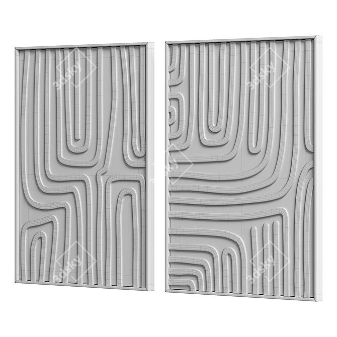 Modern Fabric Texture Wall Art 3D model image 5