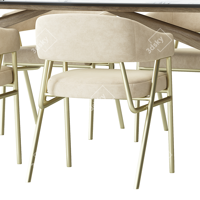 Modern Wire Armchair and Abrey Table 3D model image 3