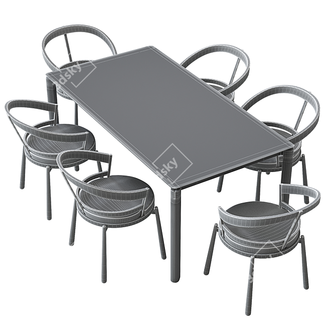 Modern Turtle Chair & Laga Table 3D model image 4