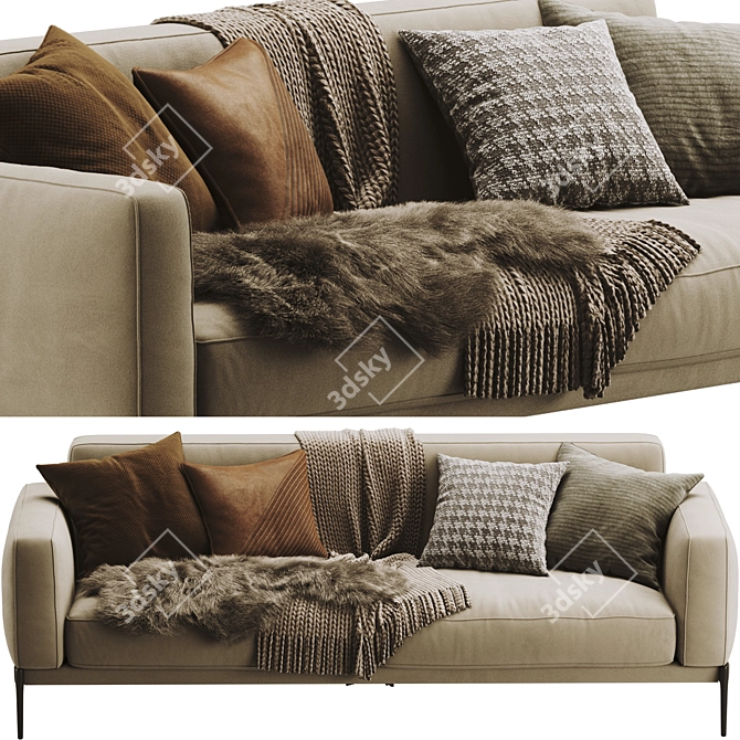 Compact Flexform Romeo UV-Mapped Sofa 3D model image 2
