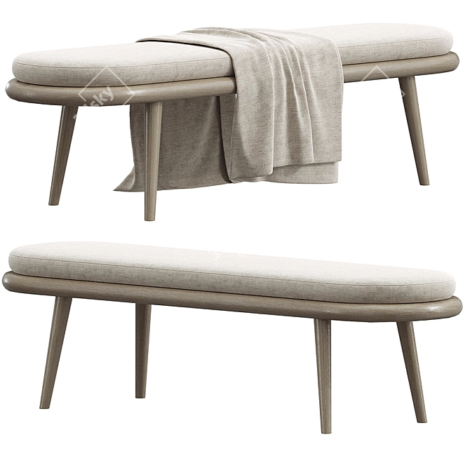 Modern Patton Entryway Seating Bench 3D model image 4