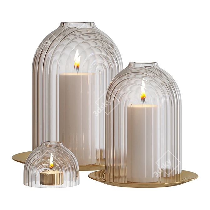 Elegant Ilo Crystal Candleholders 3D model image 1