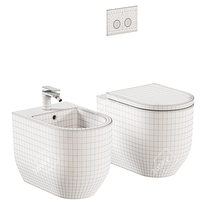 Italian Design Stino WC Set 3D model image 6