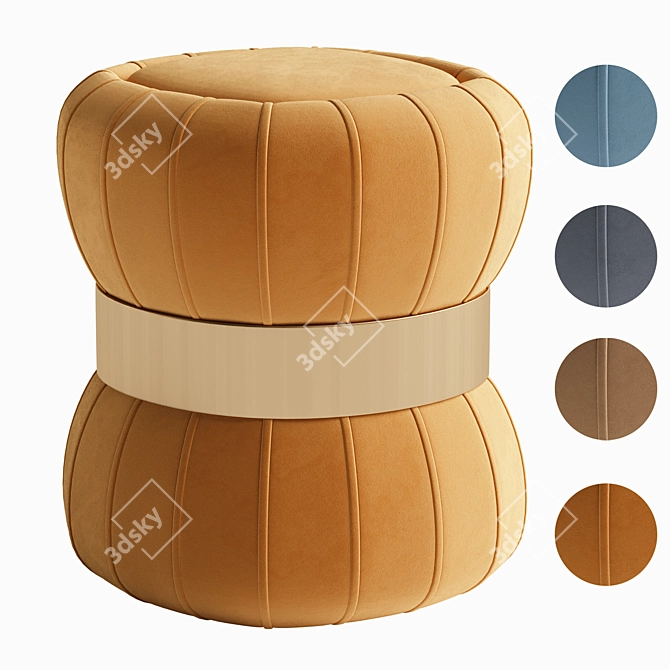 Modern Round Ottoman 3D Model 3D model image 1