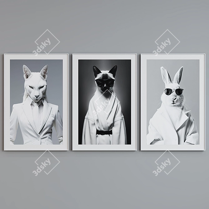 Animal Portraits Frame Set - Modern Style 3D model image 2