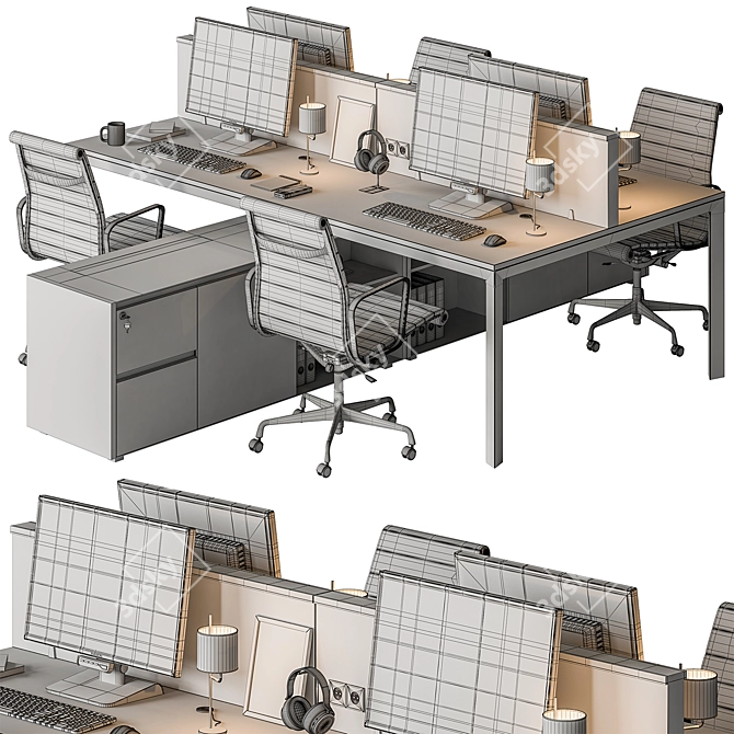 Office Furniture Set 572 3D model image 5