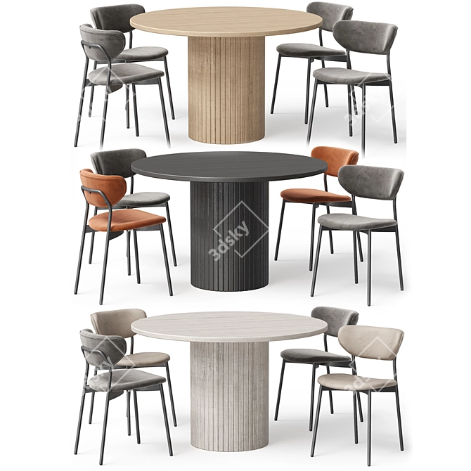 Modern Dining Set Diverse Color Options 3D model image 6