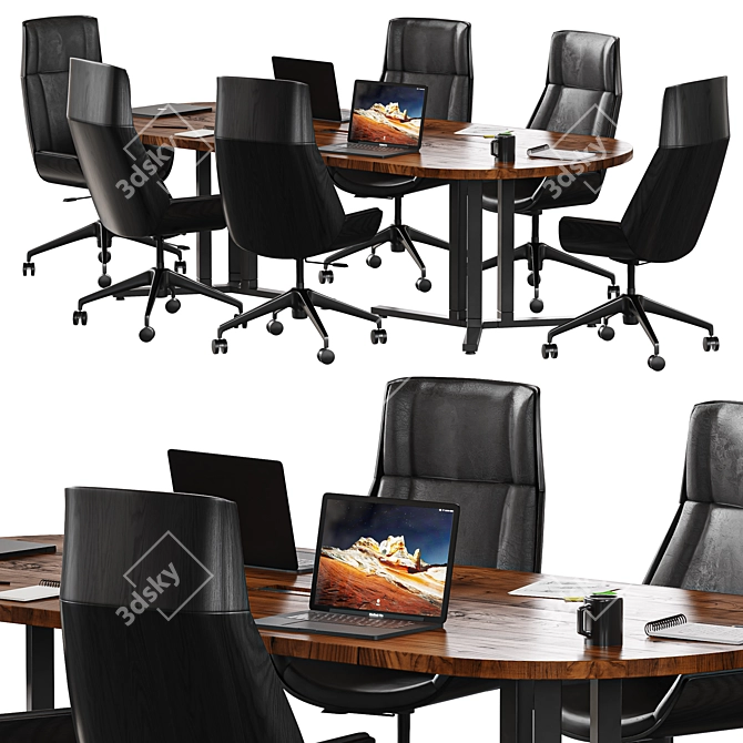 Modern Conference Meeting Table Elegance 3D model image 1