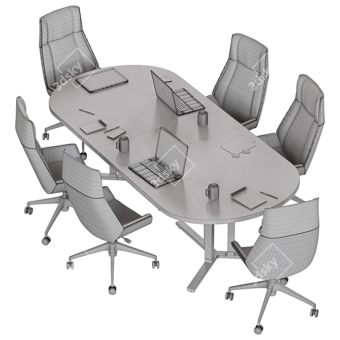 Modern Conference Meeting Table Elegance 3D model image 7