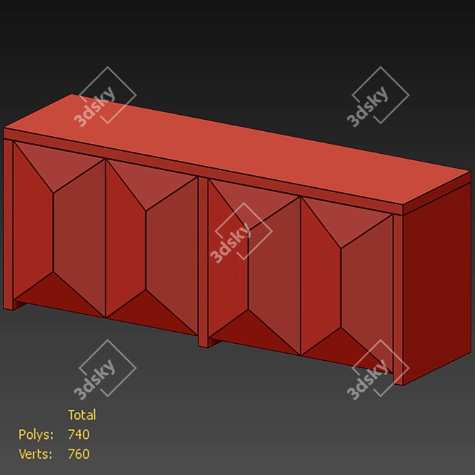 Elegant White Lacquer Credenza 3D model image 3