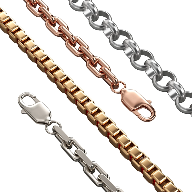 Metal Chain Carabiner Clasp Options 3D model image 1