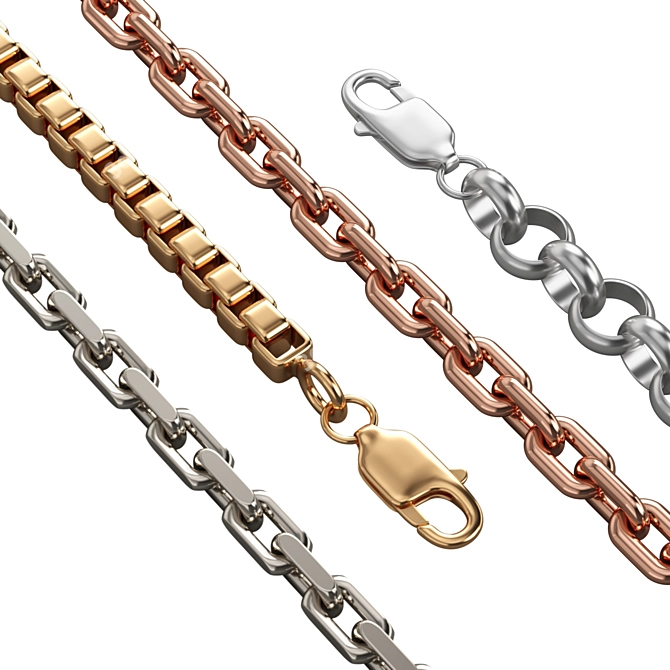 Metal Chain Carabiner Clasp Options 3D model image 2