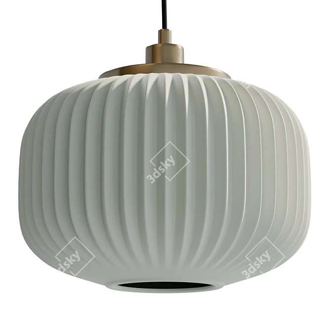 Frosted Ribbed Pendant Light 3D model image 1