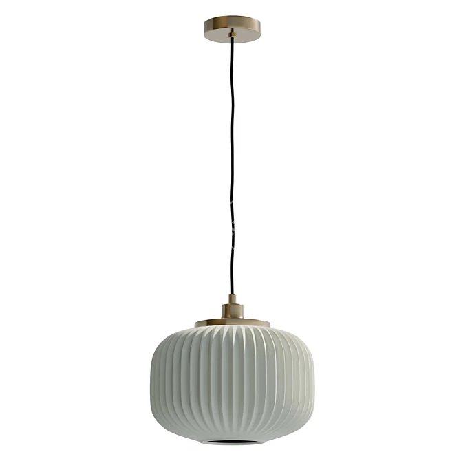 Frosted Ribbed Pendant Light 3D model image 2