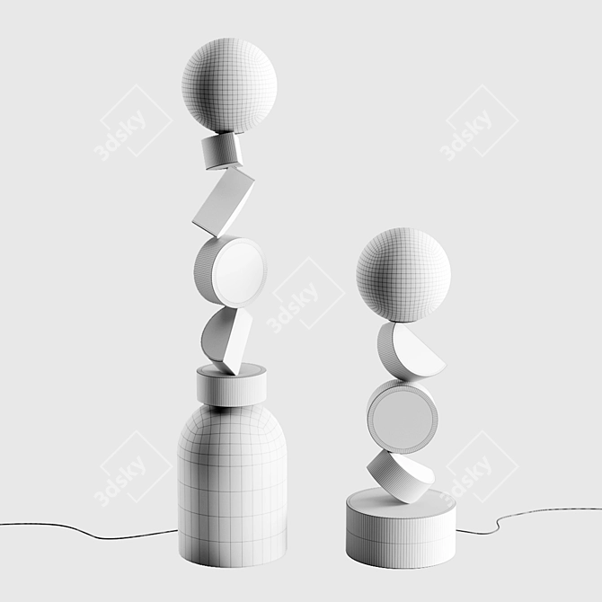 Modern Cubu Style Floor Lamp 3D model image 2