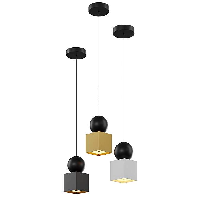 Geometric Pendant Light Fixture 3D model image 2