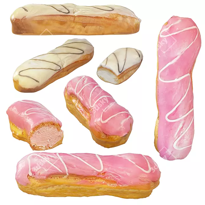 Strawberry Cream Eclairs 3D model image 1