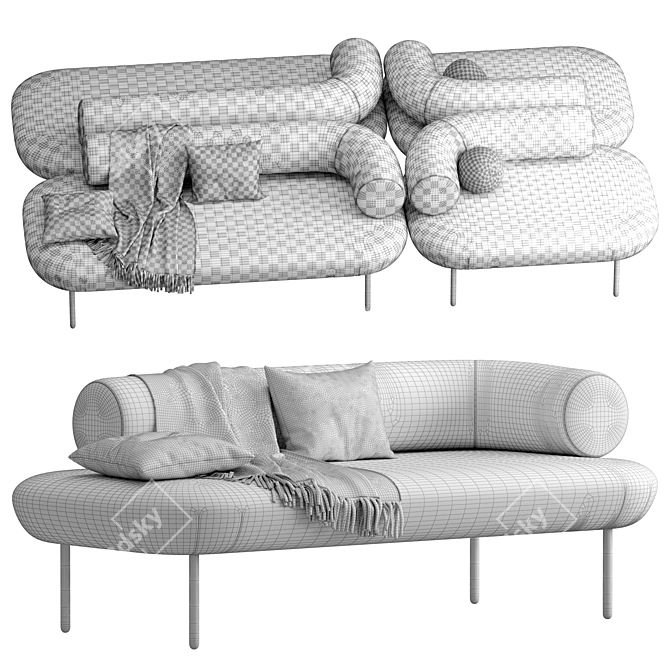 Modern Fabric Chaise Lounge Chair 3D model image 4