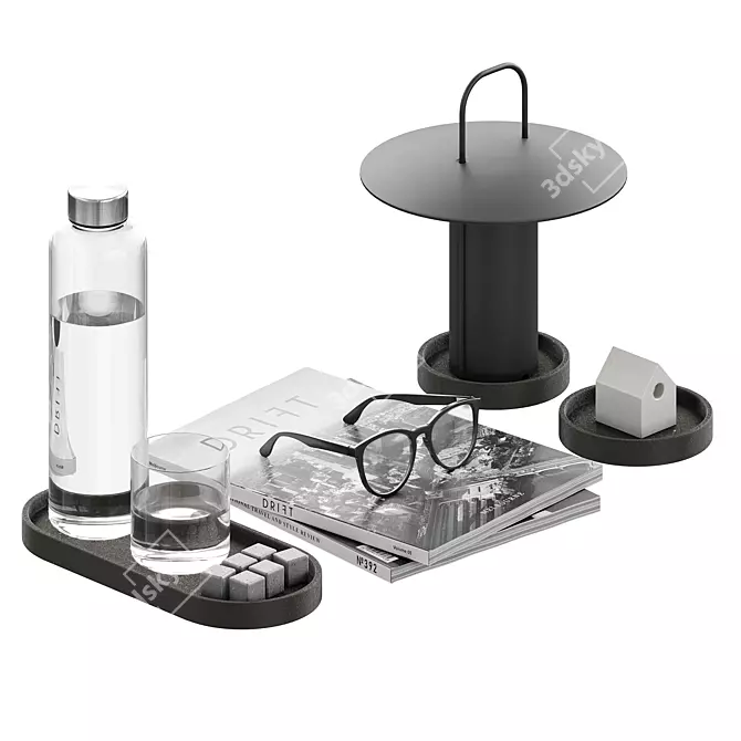 Monochrome Office Decor Set 3D model image 1