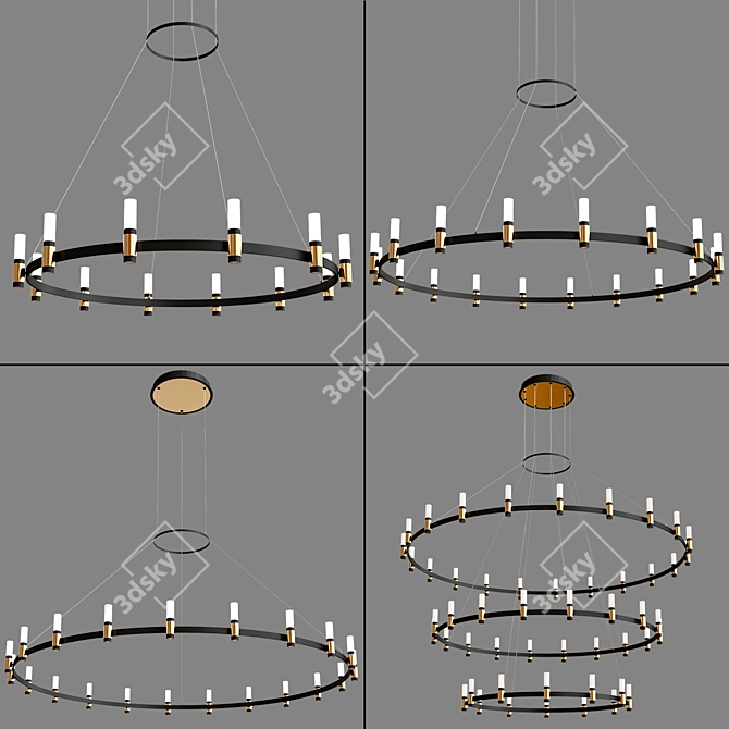 Elegant Albany Chandeliers by Eurofase 3D model image 3