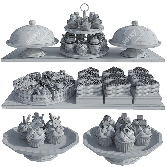 Gourmet Christmas Treats Set 3D model image 6