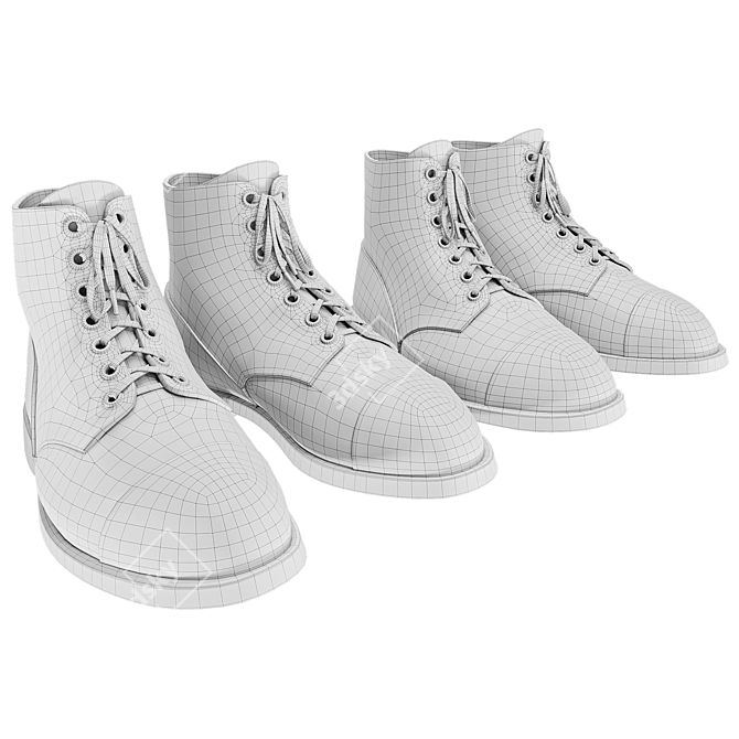 Military Style Texture Customizable Shoes 3D model image 2