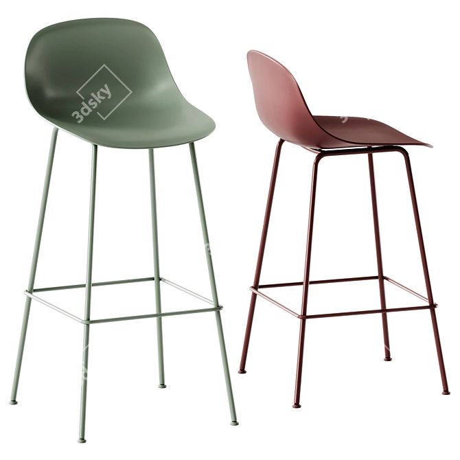 Muuto Fiber Bar Stool Set 3D model image 2