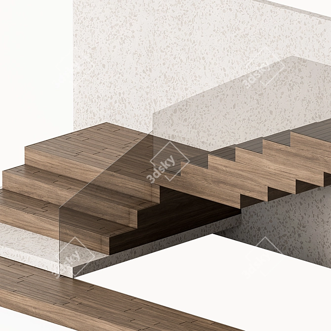 Contemporary Glass Stair Railing 3D model image 4