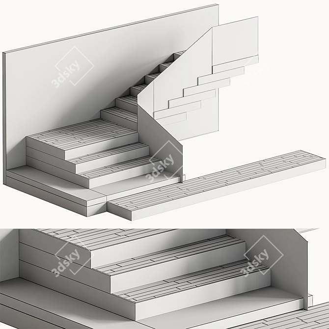 Contemporary Glass Stair Railing 3D model image 5