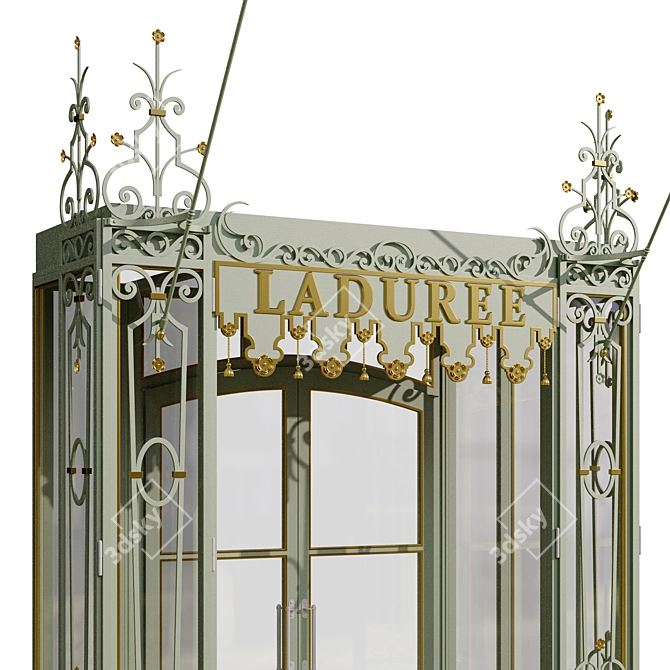 Metallic Entry Group with Gilded Elements 3D model image 4