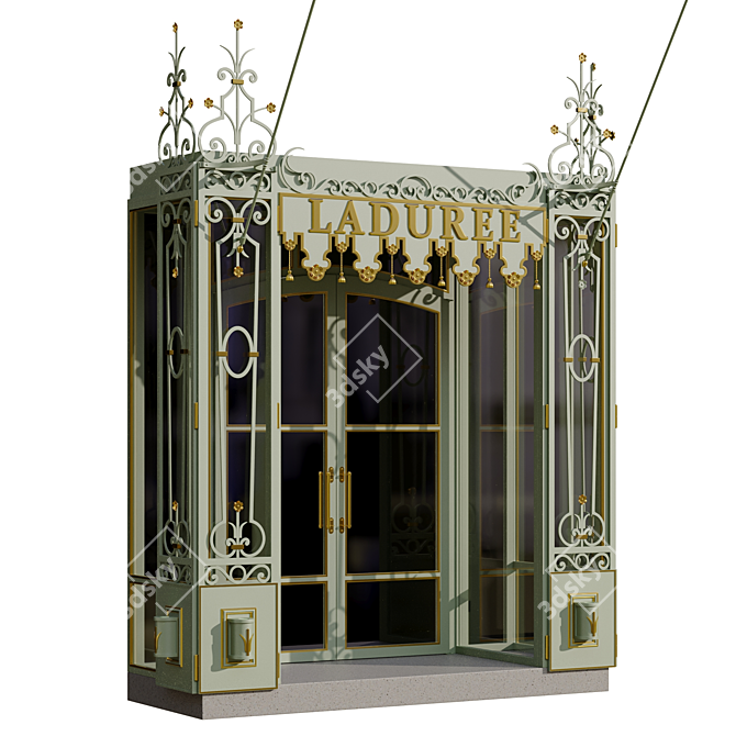 Metallic Entry Group with Gilded Elements 3D model image 11