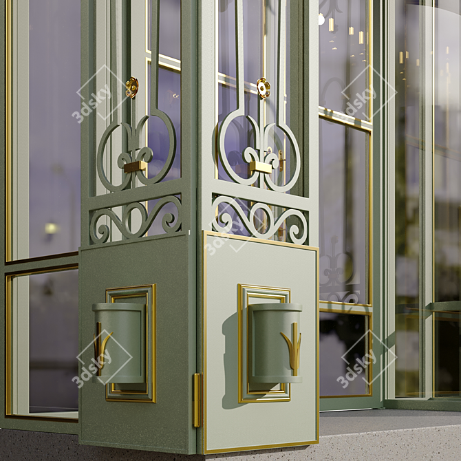 Metallic Entry Group with Gilded Elements 3D model image 13