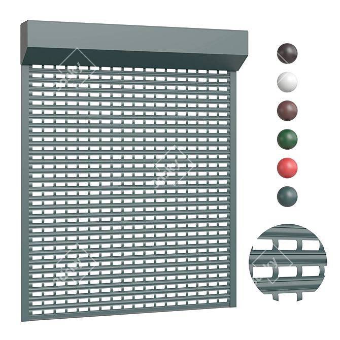 Perforated Roller Doors in Six Colors 3D model image 1